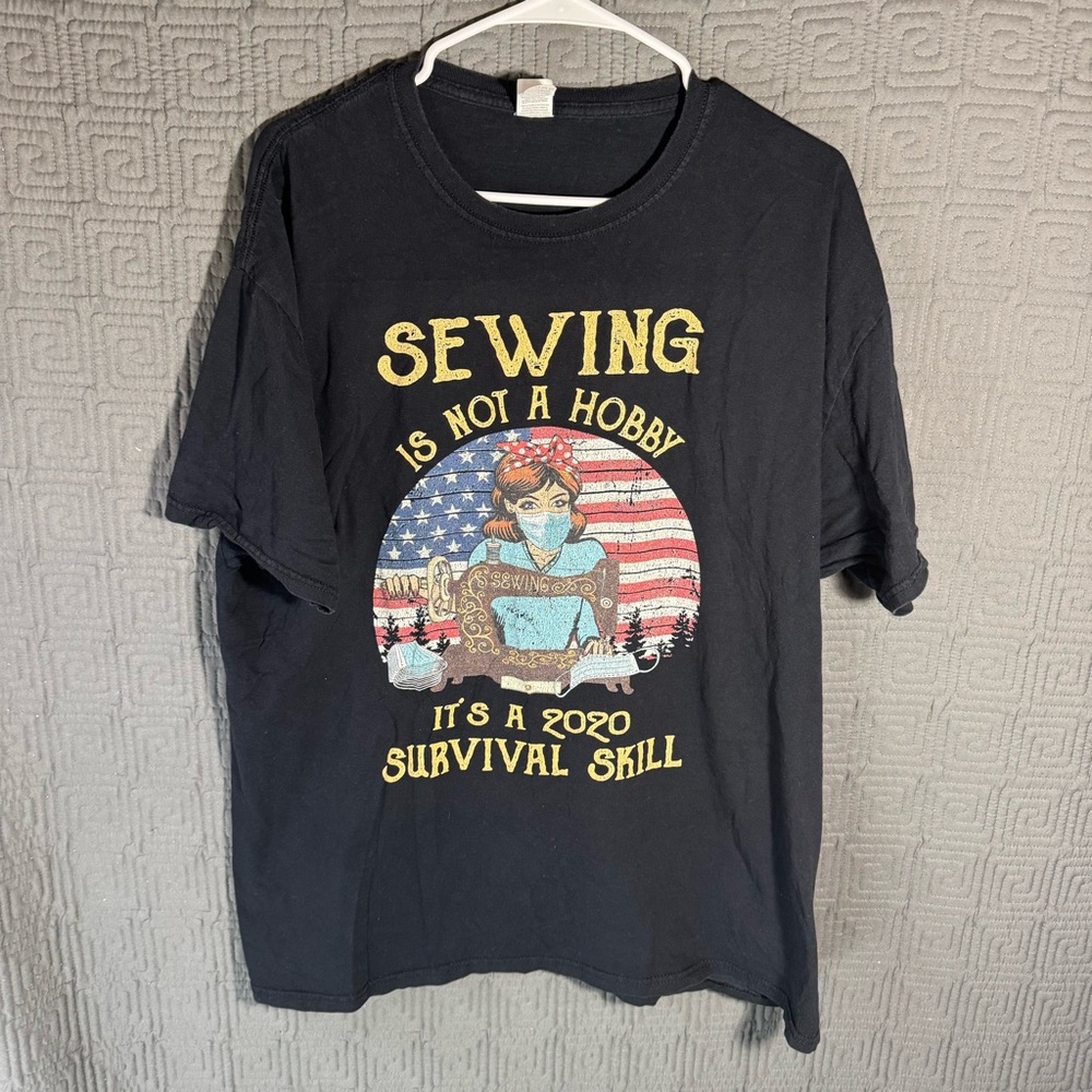 Fruit Of The Loom T-Shirt Mens Size XL Black HD Cotton Sewing Is Not A Hobby